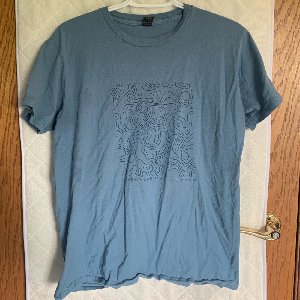 Blue Serengetee T-Shirt; “Somewhere Only We Know”; Size Medium